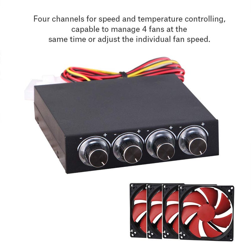 Lazmin PC Fan Speed Controller, 4 Channel Computer Cooling Fan Heat Sink Adjuster for PC with Blue LED - Image 3